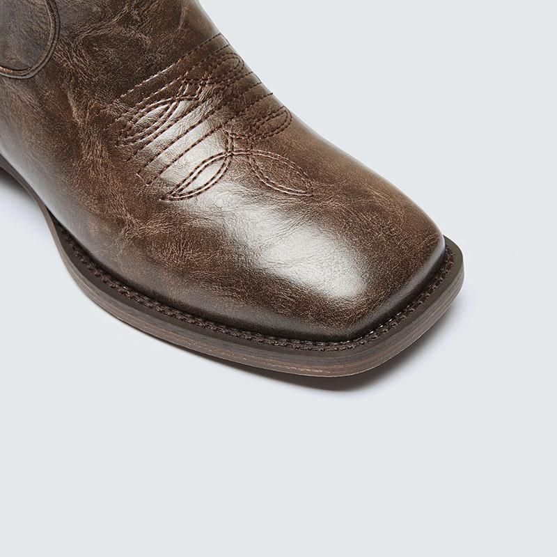 KVONE-Cowboy Boots For Women Knee High Cowgirl Boots,comfortable security footwear,Stylish Western Boots.Side zipper, heel lacing design, convenient for putting on and taking off