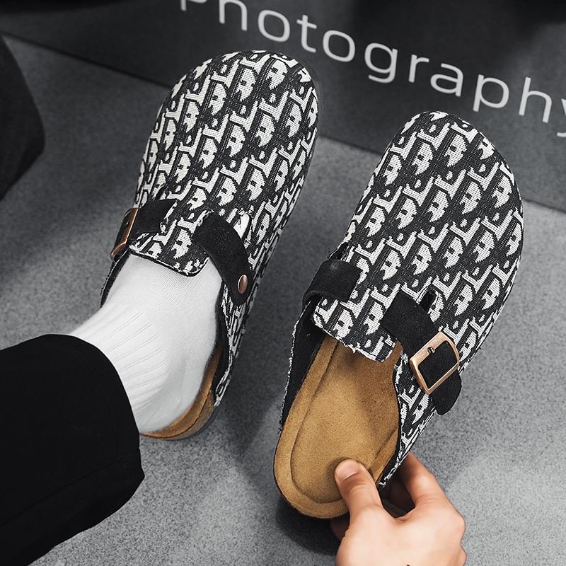 KVONE-Unisex High-Qualit Comfortable Net fabric Clogs with Adjustable Strap,arch support flat buckle Mules,resistant work Clogs,House toe shoes,square toe flat Slippers,footbed home clog slipper.