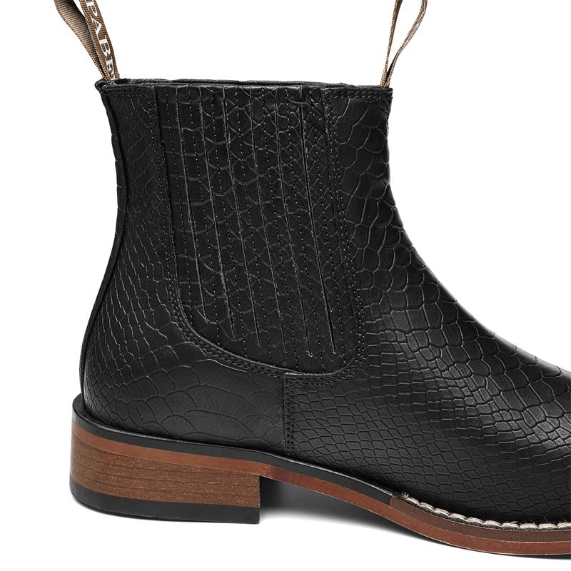 KVONE Chelsea Boots for Men –  Hand-Finished Vintage Patina Sole; square-toe denim Chelsea boots, ankle-high casual Western-style fashion black classic comfortable walking mens shoes,fashionable retro classic walking shoe,menseveryday boots