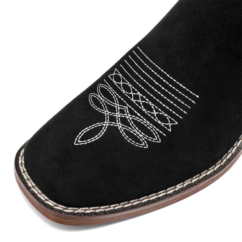 Men’s ankle boots – fashionable Chelsea style, square toe, embroidered, street style, black, short boots, British Retro Leather Boots, Versatile for Various Occasions,comfortable security footwear, outdoor casual closed-toe style Walking Shoes