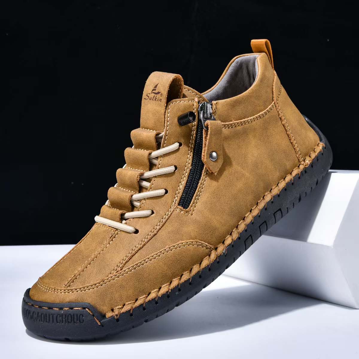 ⏰ Clearance Sale – 70% Off 🔥 Men's Outdoor Casual Boots – Genuine leather, wide toe box, zipper for easy on/off