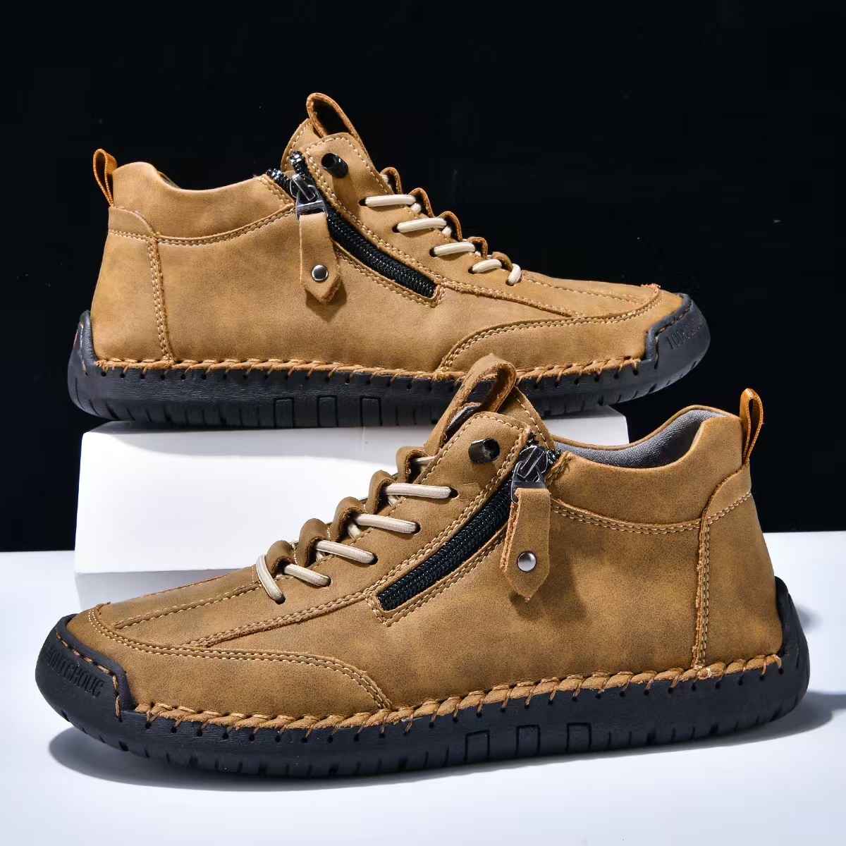 ⏰ Clearance Sale – 70% Off 🔥 Men's Outdoor Casual Boots – Genuine leather, wide toe box, zipper for easy on/off