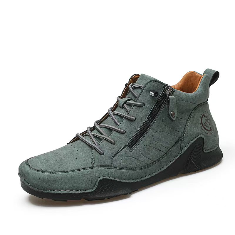 Handcrafted premium leather slip-ons for men – wide toe box, arch support, waterproof, non-slip, and pressure-relieving comfort.