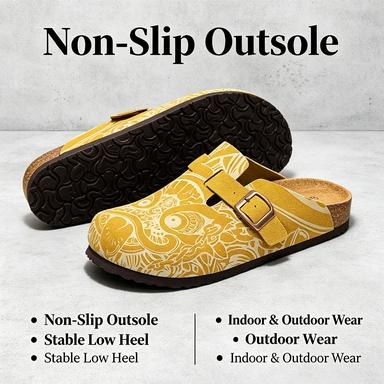 KVONE Women's Unisex Classic Clog Slippers - Adjustable Ankle Strap, Arch Support, Flat Buckle, Platform Mule, Slip-Resistant Sole, Breathable Fabric, Night Luminous, Casual Party Wear, Anti Slip Women's Fashion Slippers, Adjustable Strap, All Seasons