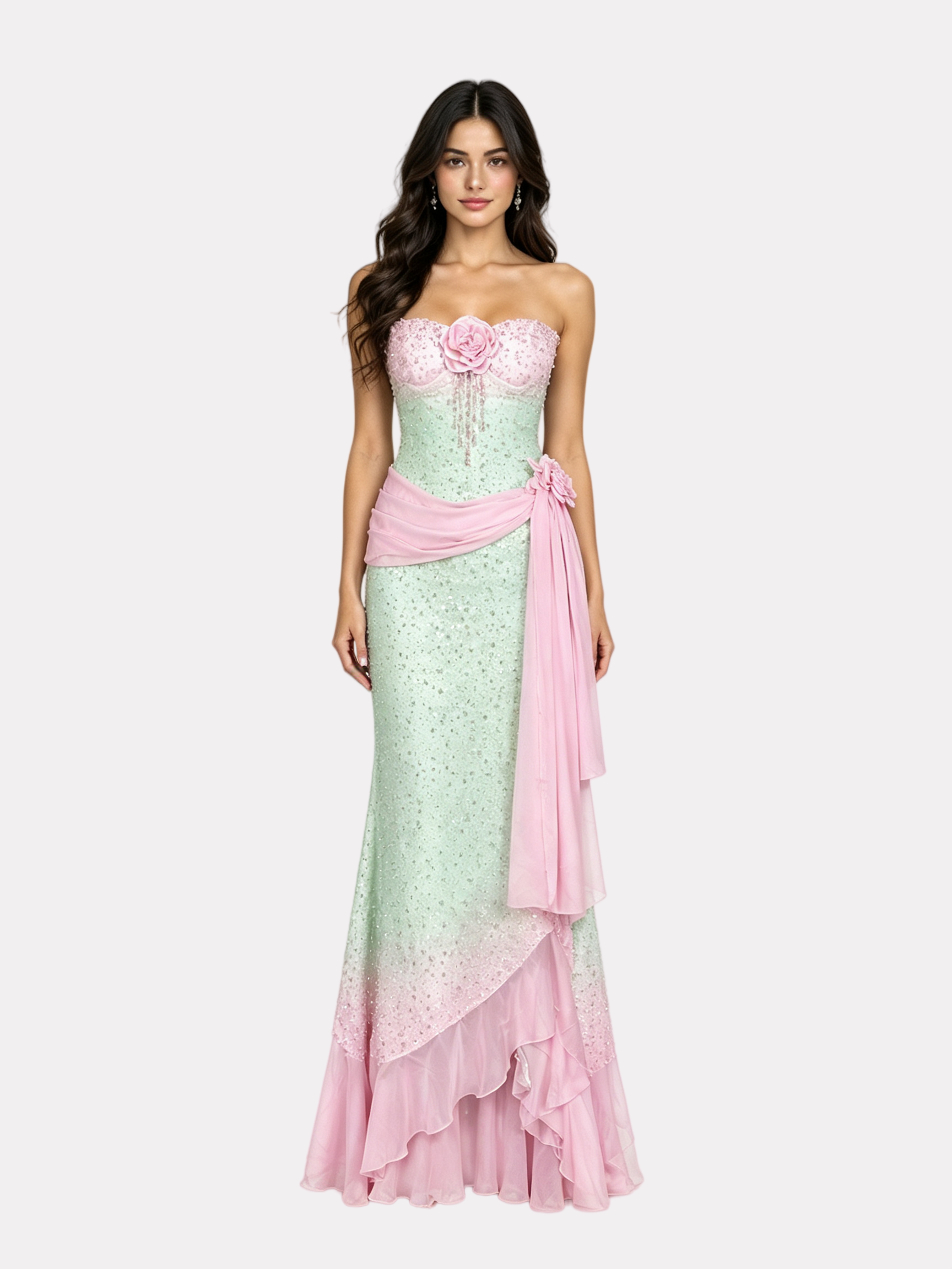 Mint Blush Mermaid Gown