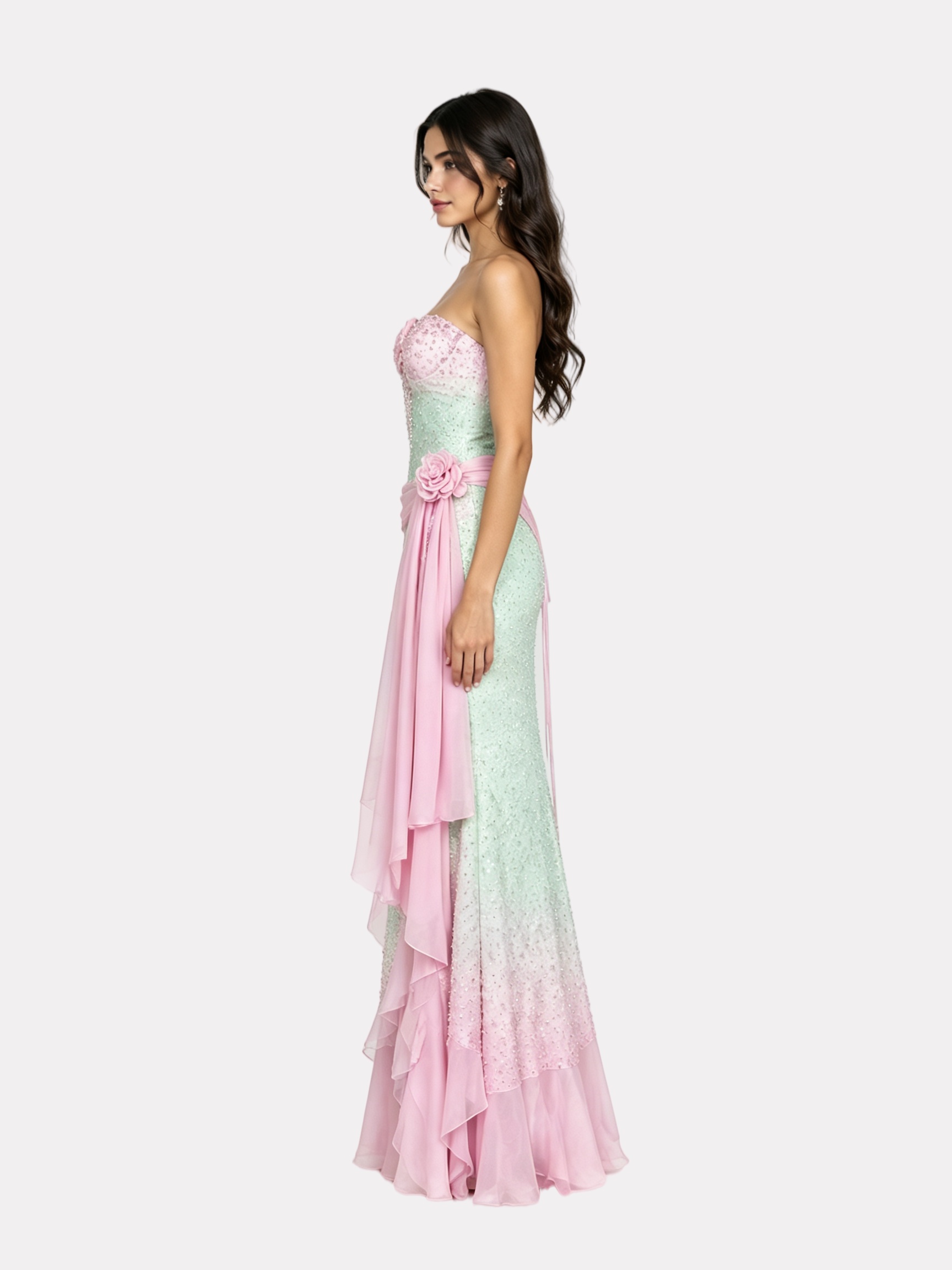 Mint Blush Mermaid Gown