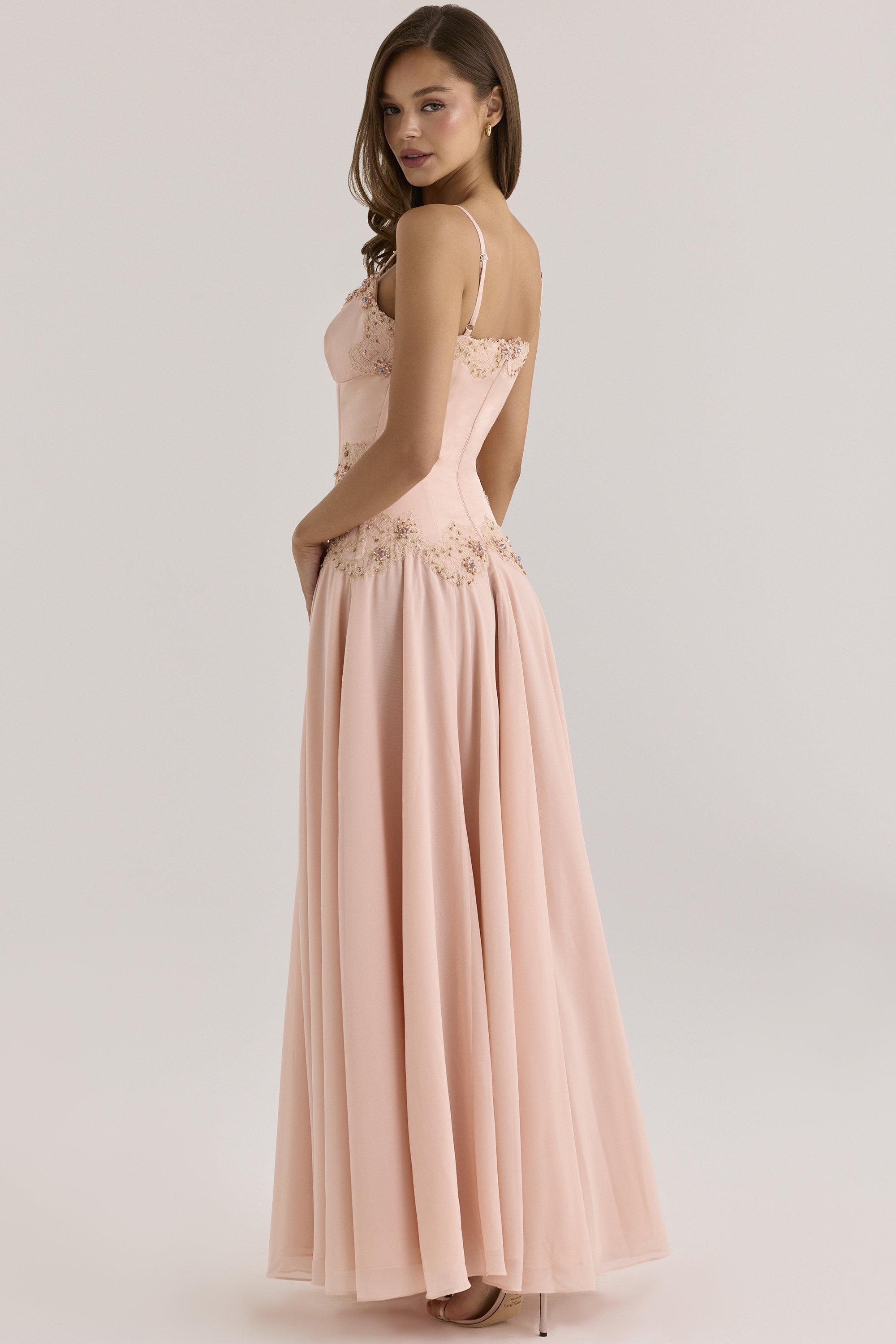 Blush Hand-Beaded Maxi Dress