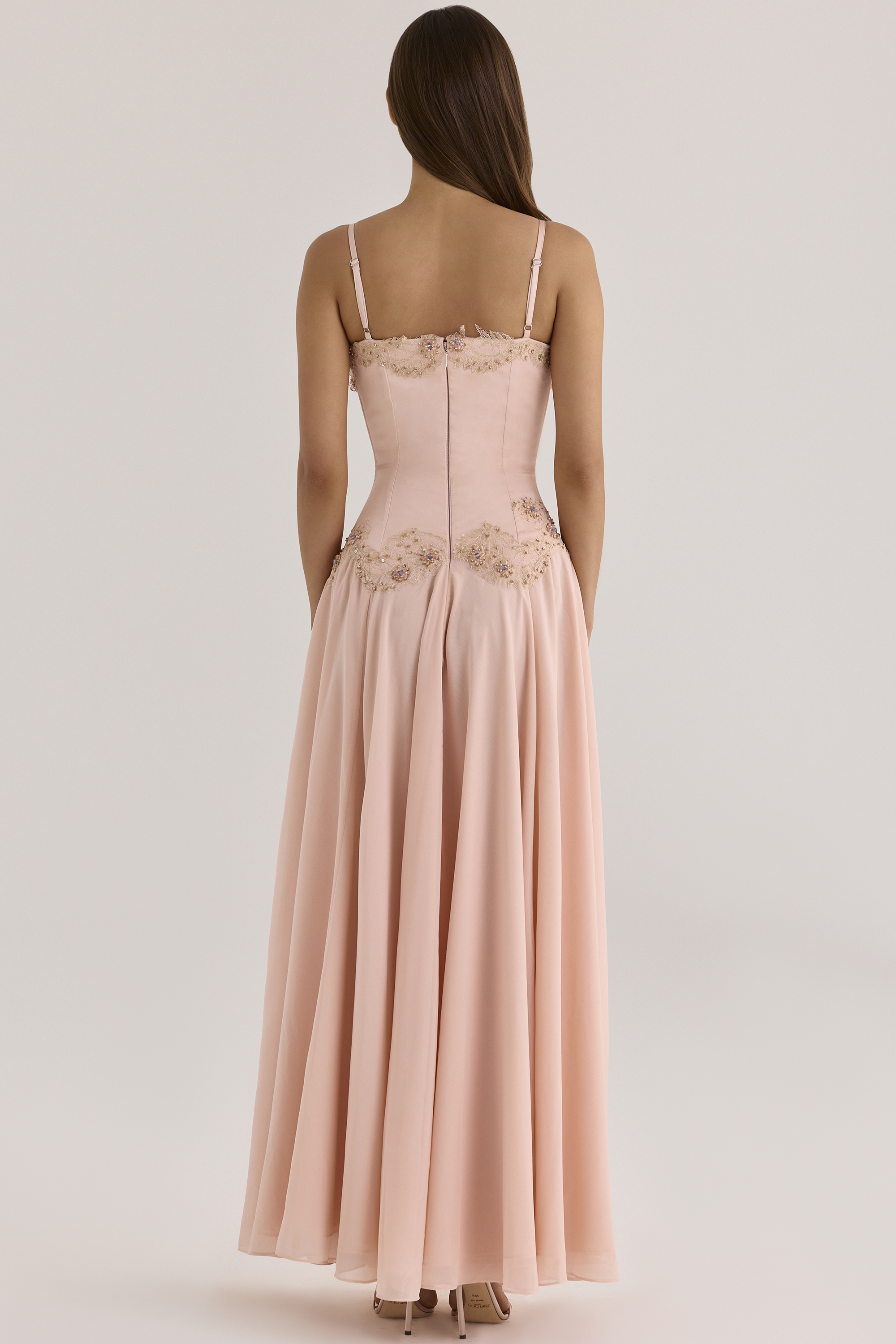 Blush Hand-Beaded Maxi Dress