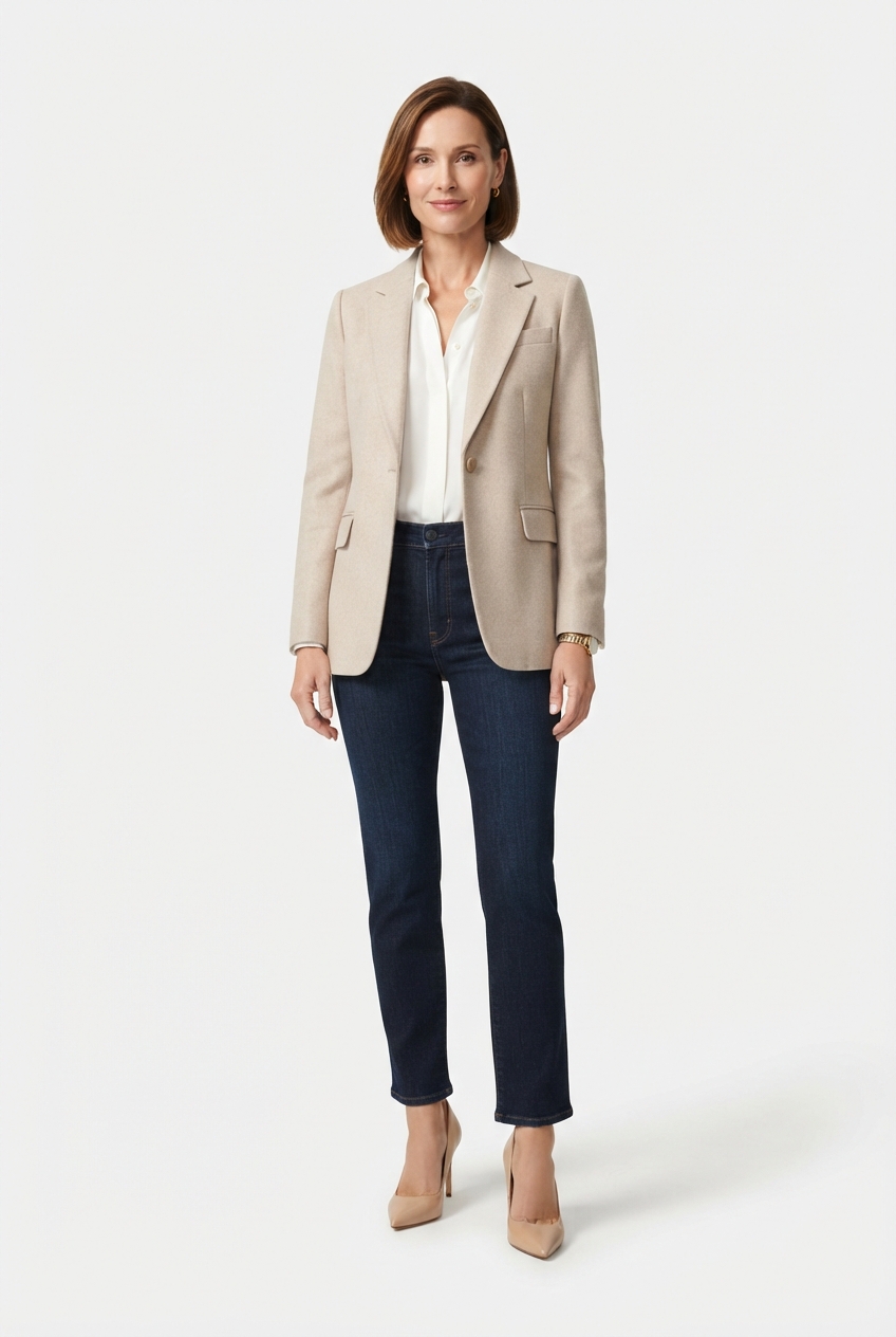 Nude pointed-toe pumps for work outfits