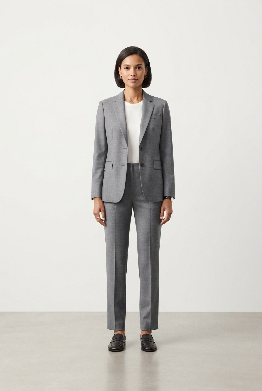 Gray tailored blazer and pants set