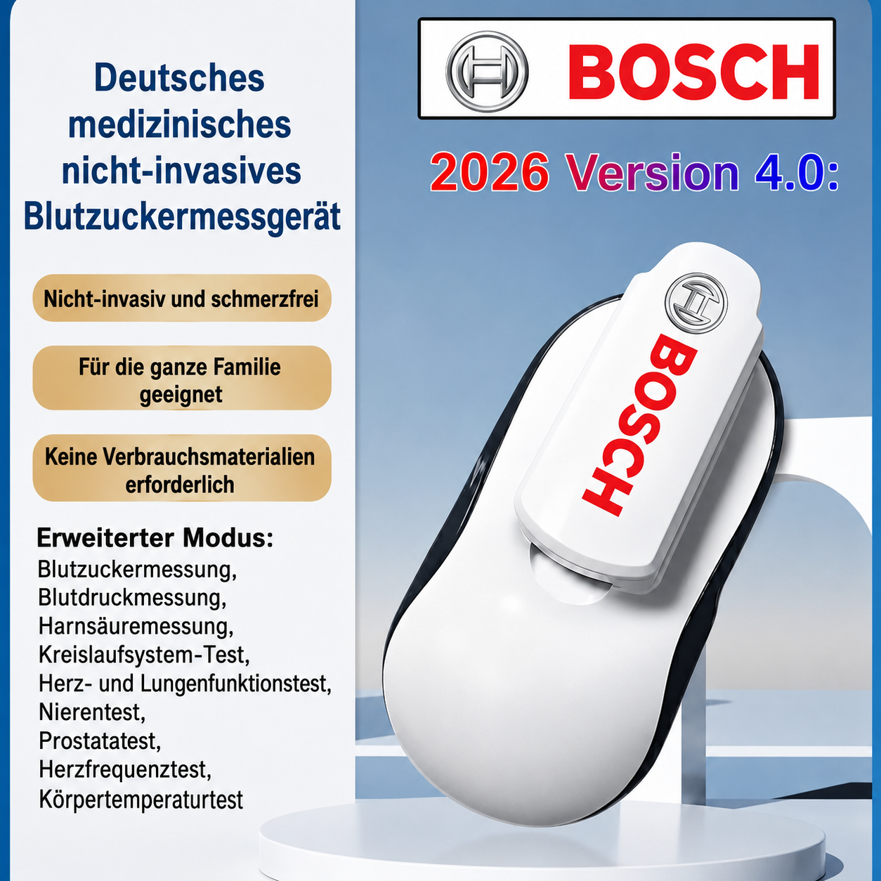 [Sonderangebot 2025] Das neueste schmerzfreie, nicht-invasive Blutzuckermessgerät von Bosch Medical