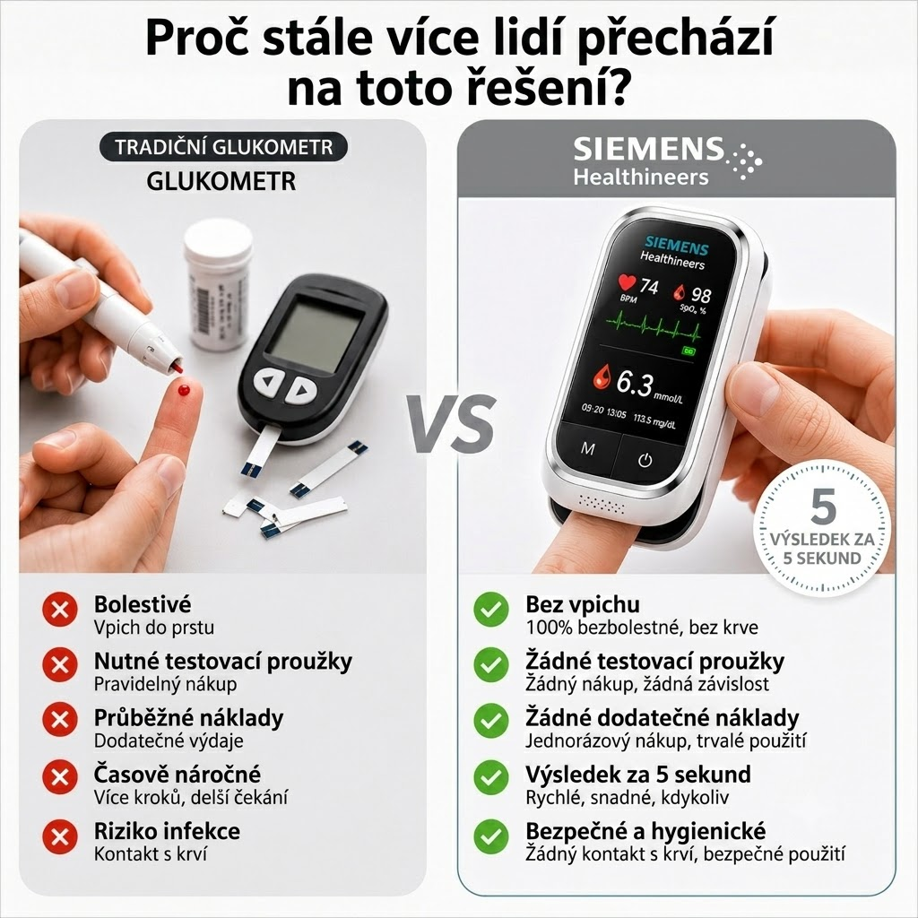 🩸 Siemens™ 11v1 bezbolestný glukometr bez píchání • Bez testovacích proužků • Výsledky za pouhých 5 sekund