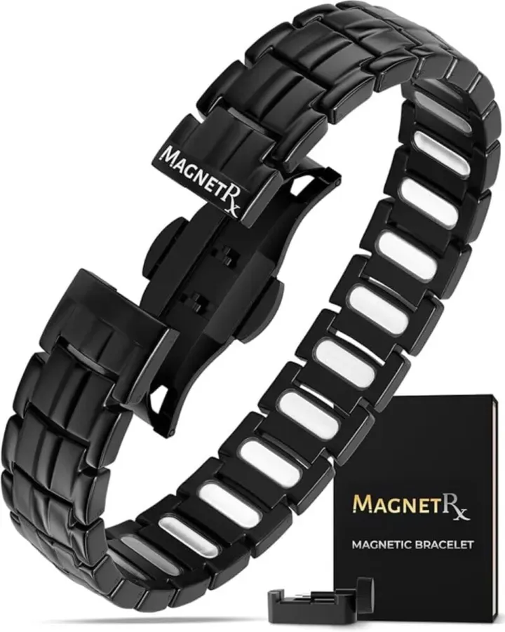 MagnetRX® Pánský magnetický náramek – magnety o 5krát silnější než model EllipseMAX s intenzitou 5000 Gaussů – americký design a patentovaný systém – prémiový titanový pánský magnetický náramek s nastavitelnou délkou