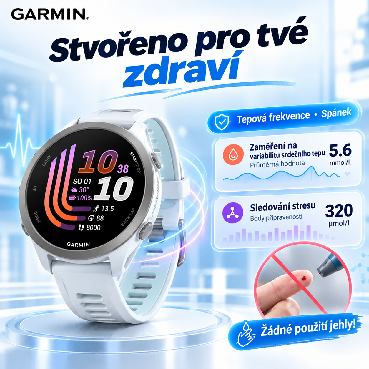 GARMIN – Prémiová technologie pro zdravější život, AMOLED displej, sledování HRV, více než 80 sportovních režimů a inteligentní bezpečnostní funkce v jediných chytrých hodinkách.