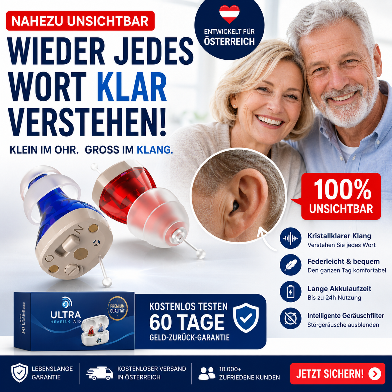Siemens Ultra rezeptfreies Hörgerät – unsichtbar, wiederaufladbar CIC, FDA‑zugelassen