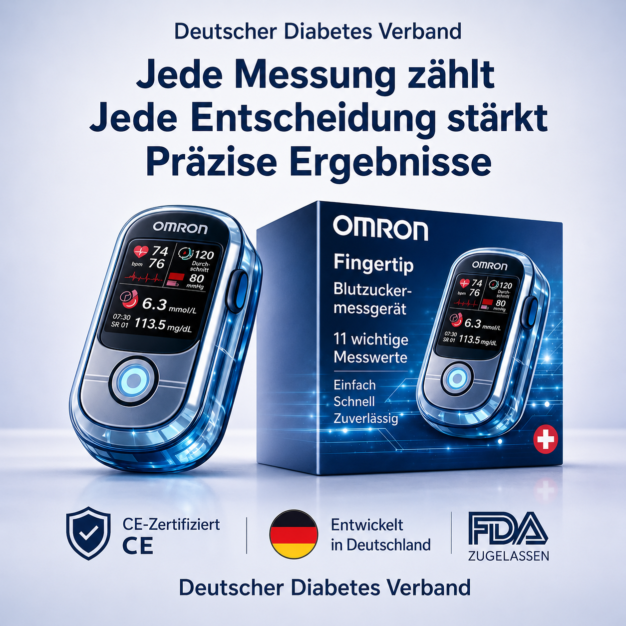 Nie mehr🔥 Nadeln und Schmerzen! 🔥| Omron™ Nicht-invasives Blutzuckermessgerät – Einfache und genaue Blutzuckermessung, egal wo Sie sind 🔥