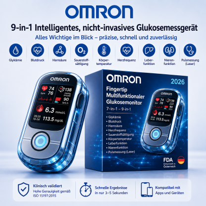 Nie mehr🔥 Nadeln und Schmerzen! 🔥| Omron™ Nicht-invasives Blutzuckermessgerät – Einfache und genaue Blutzuckermessung, egal wo Sie sind 🔥