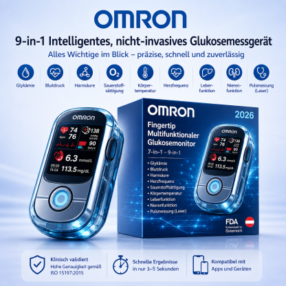 Nie mehr Nadeln und Schmerzen! 🔥 | Omron™ Nicht-invasives Blutzuckermessgerät – Einfache und genaue Blutzuckermessung, egal wo Sie sind 🔥