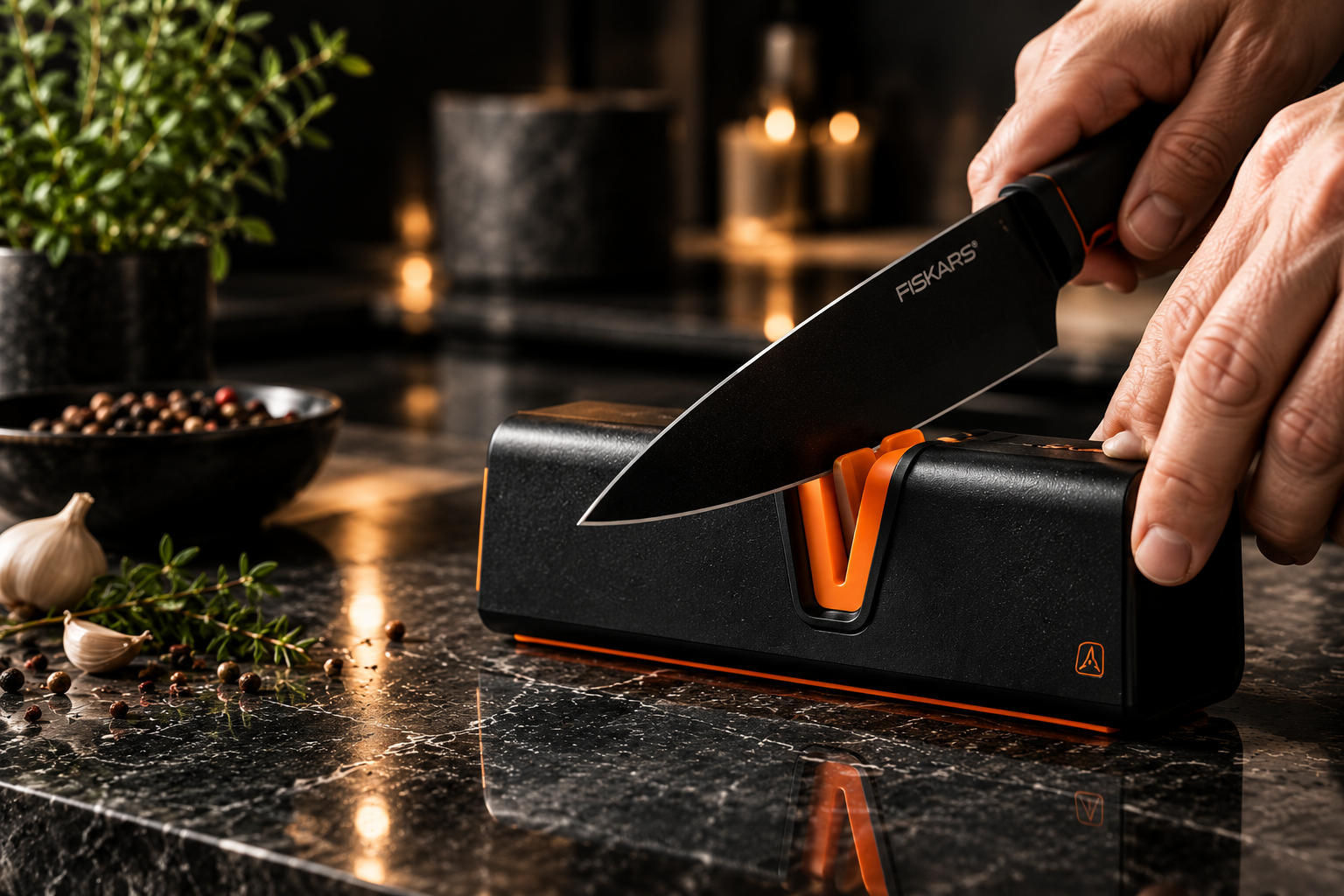 Integrated knife sharpener