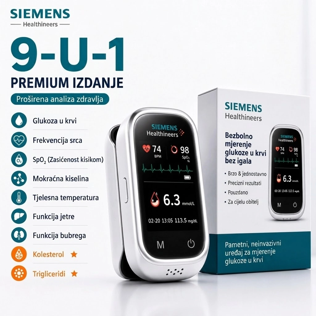 🩸 Siemens™ 11-u-1 mjerač glukoze u krvi bez igle Bez uboda • Bez test traka • Rezultati za samo 5 sekundi