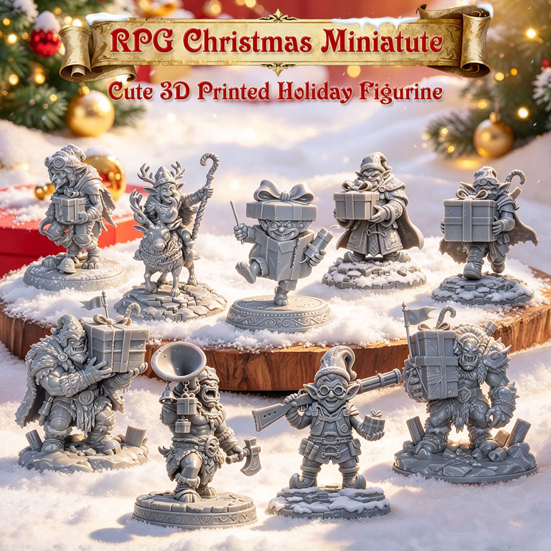RPG Christmas Miniatute-Cute 3D Printed Holiday Figurine