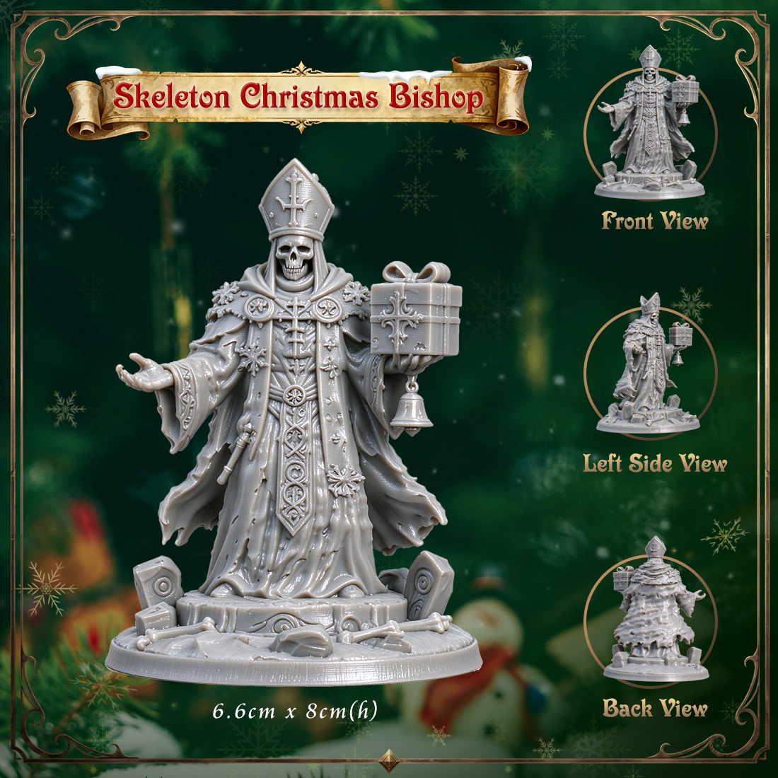 RPG Christmas Undead Figurine-3D Printed Fantasy Holiday Miniature