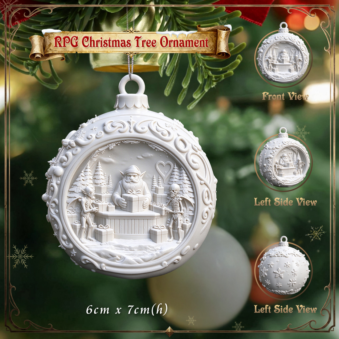 RPG Christmas Tree Ornament-3D Printed Fantasy Holiday Bauble
