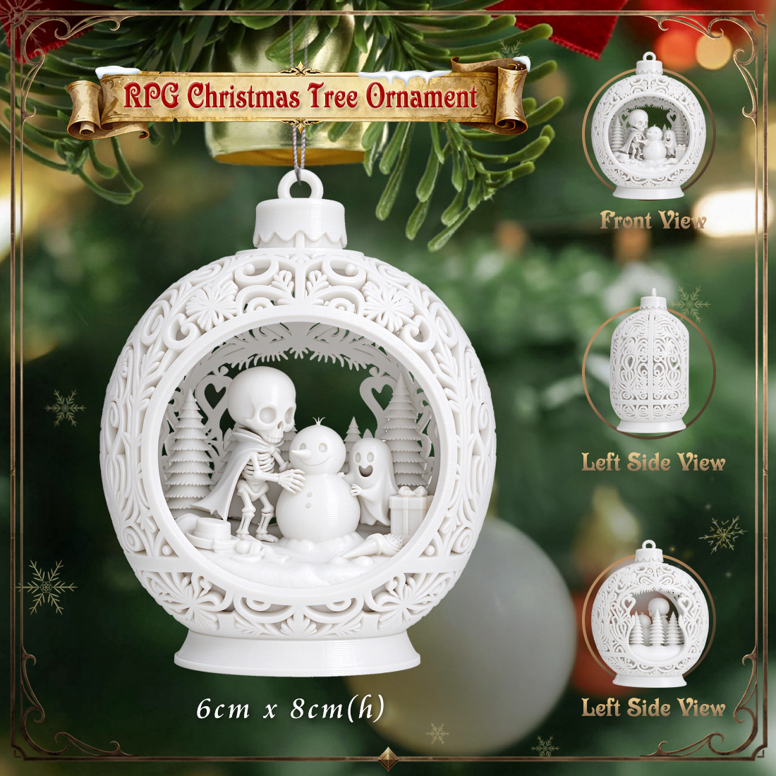 RPG Christmas Tree Ornament-3D Printed Fantasy Holiday Bauble