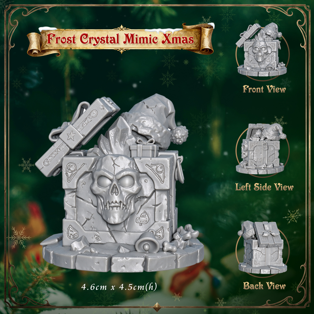 RPG Christmas Gift Box Monster Ornament-Cute 3D Printed Holiday Figurine