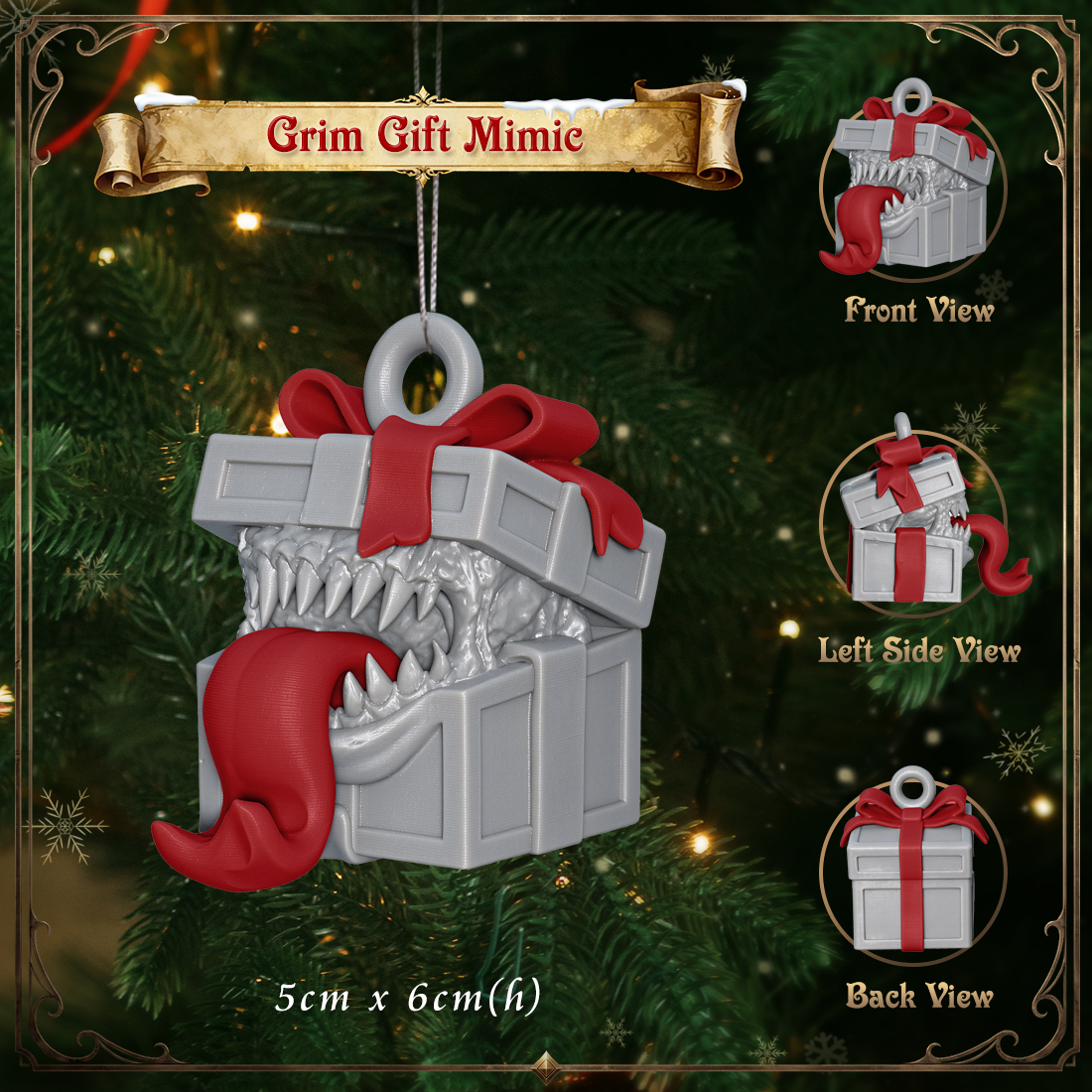 RPG Christmas Tree Monster Ornament-Cute 3D Printed Holiday Figurine
