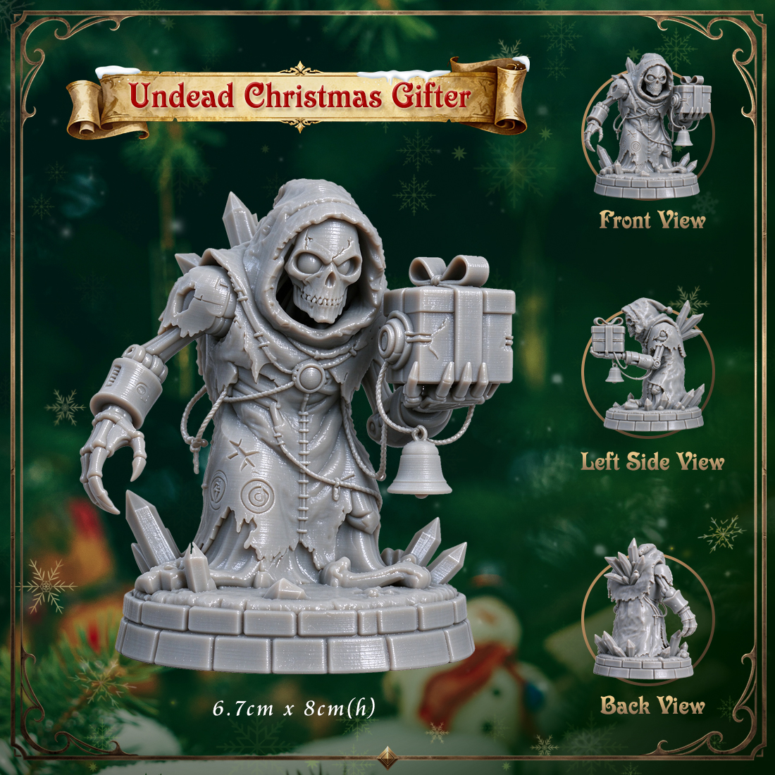RPG Christmas Undead Figurine-3D Printed Fantasy Holiday Miniature