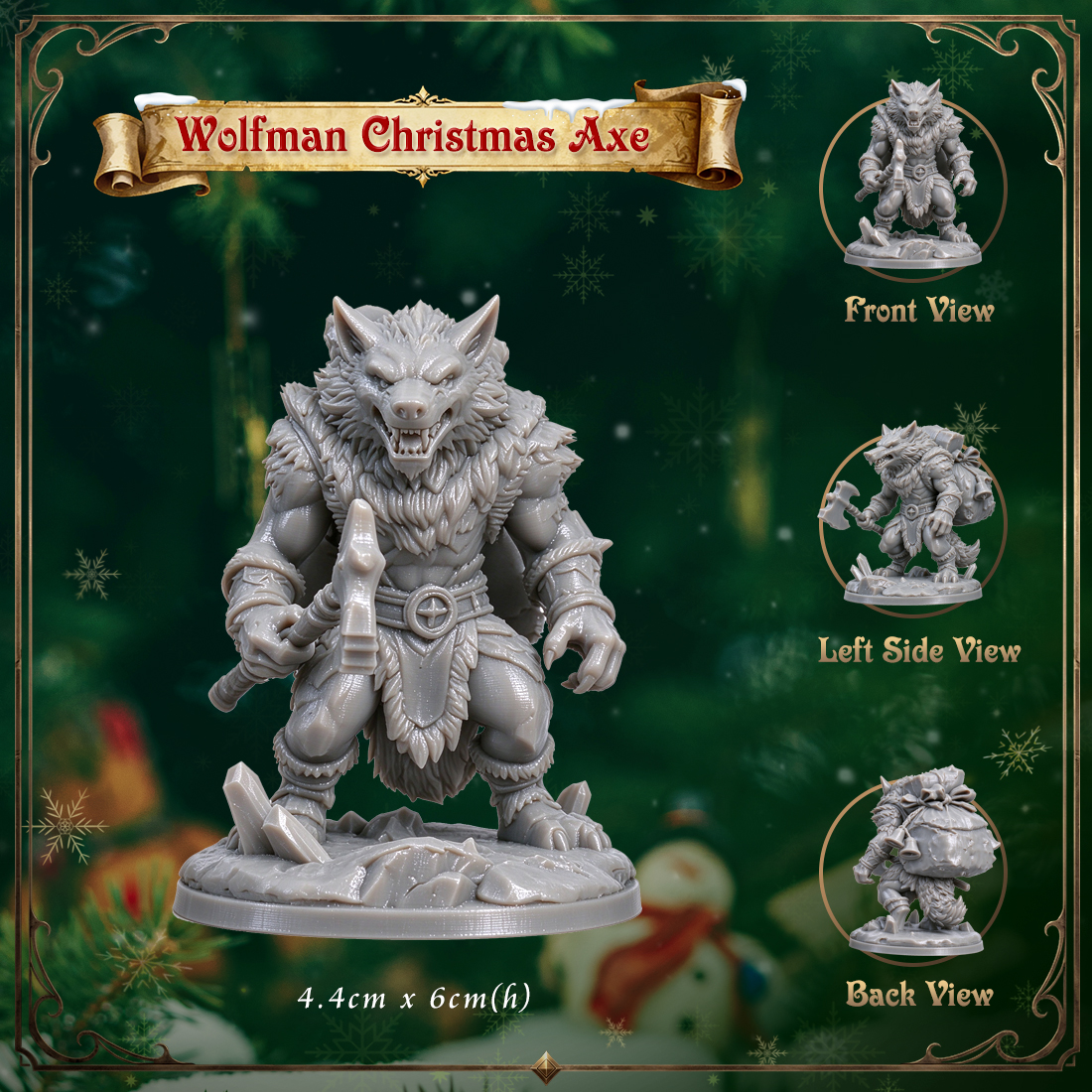 RPG Christmas Fantasy Figurine-Cute 3D Printed Holiday Miniature