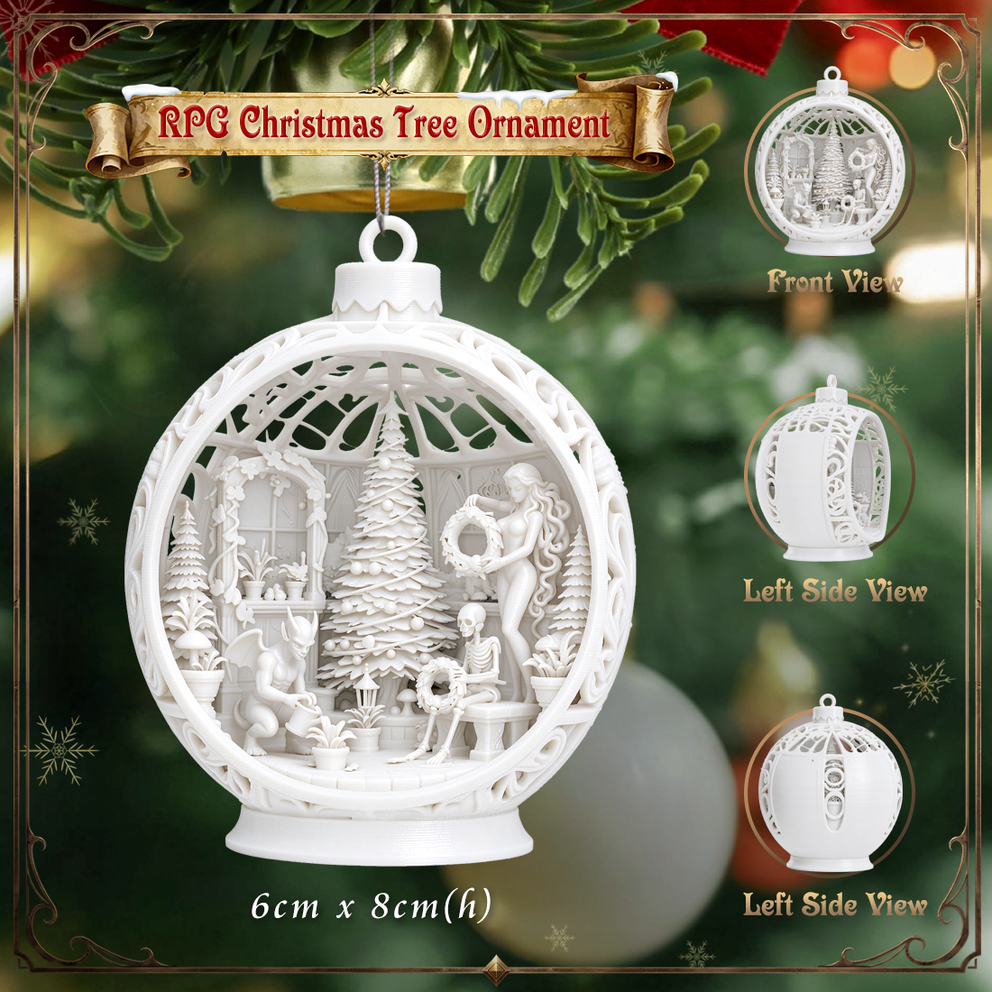 RPG Christmas Tree Ornament-3D Printed Fantasy Holiday Bauble
