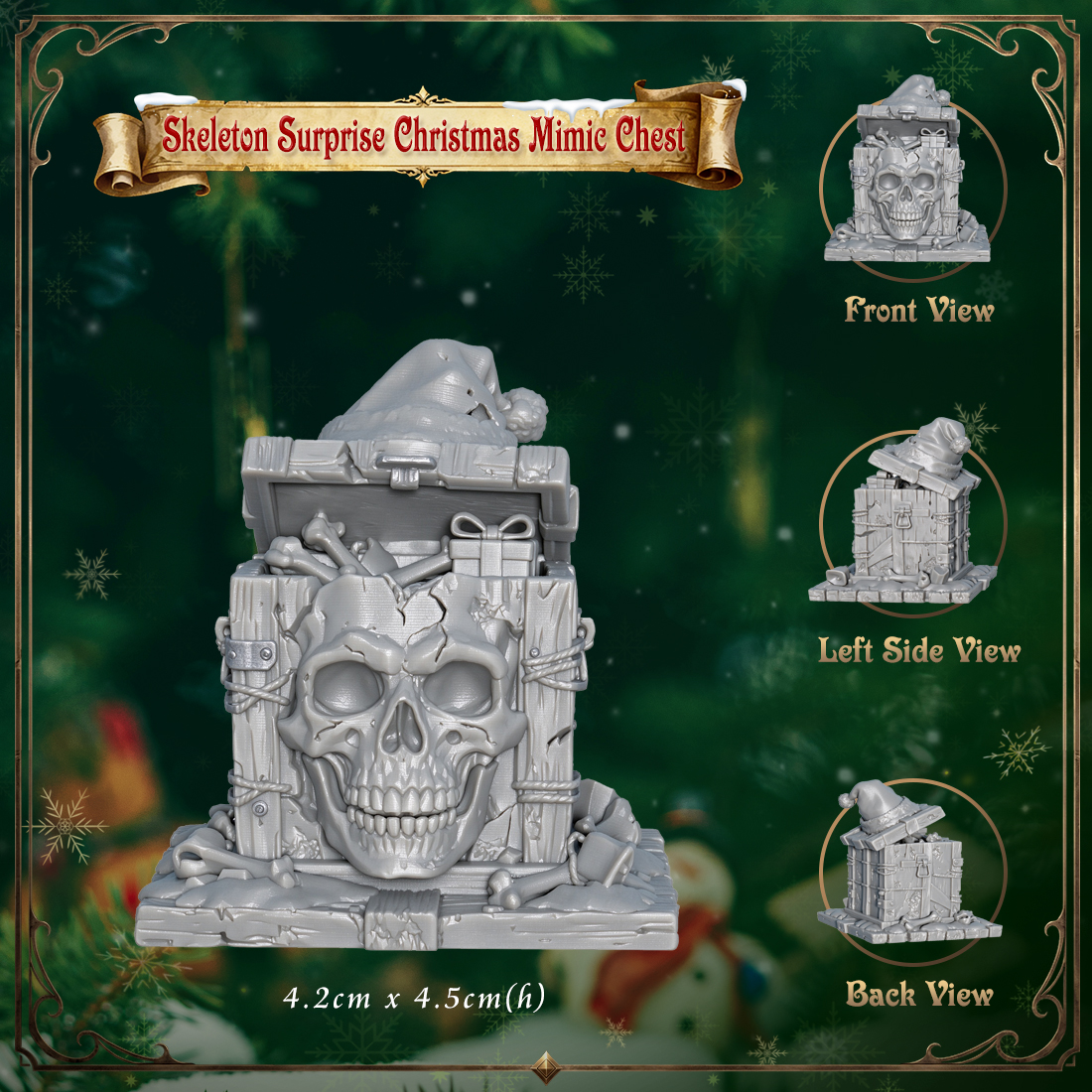RPG Christmas Gift Box Monster Ornament-Cute 3D Printed Holiday Figurine