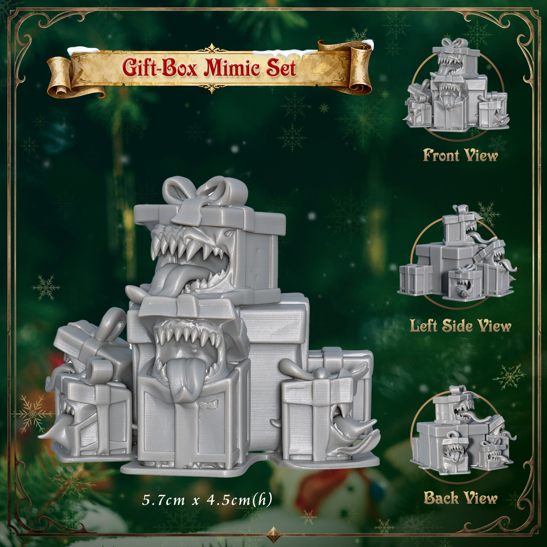 RPG Christmas Gift Box Monster Ornament-Cute 3D Printed Holiday Figurine