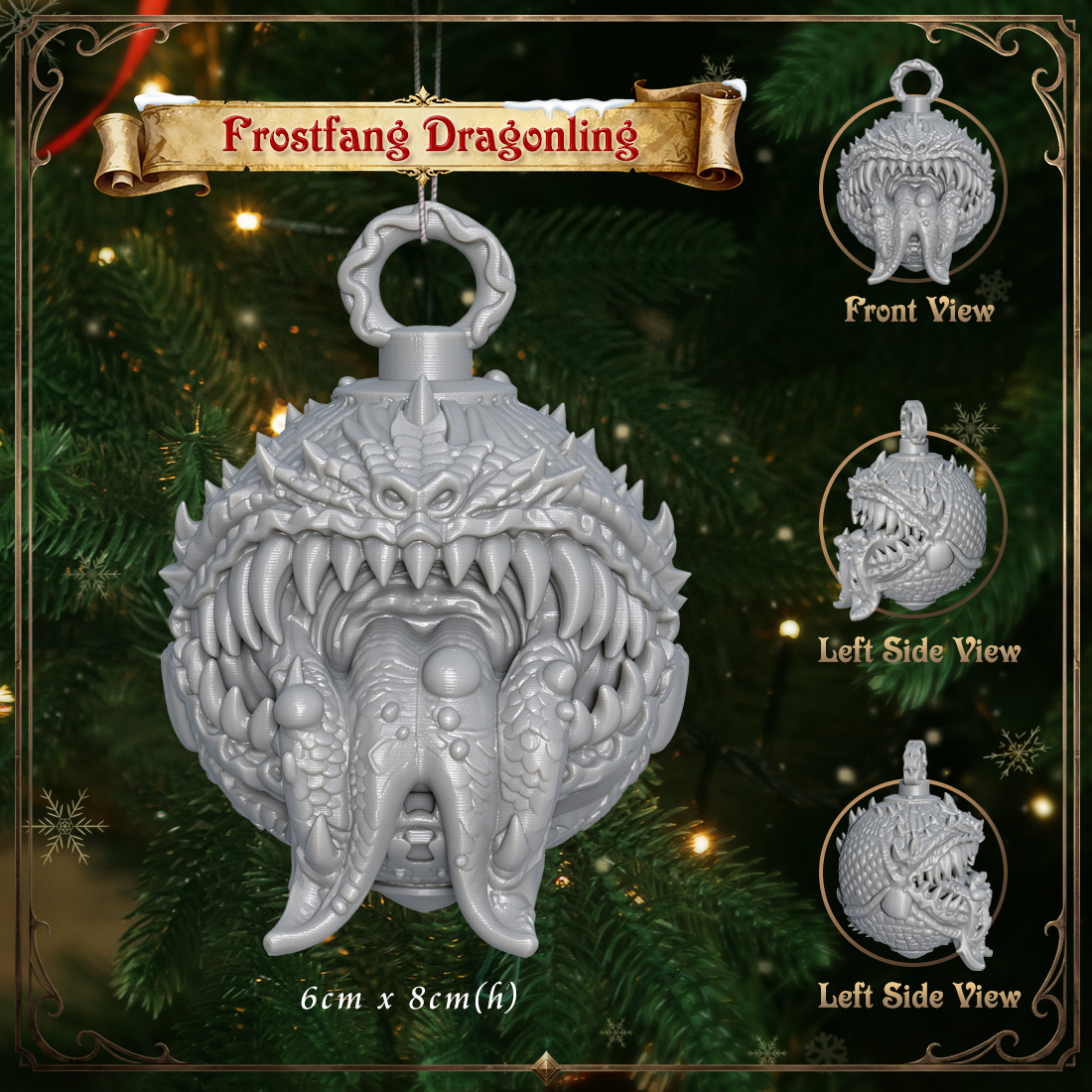RPG Christmas Tree Ornament-3D Printed Fantasy Holiday Bauble