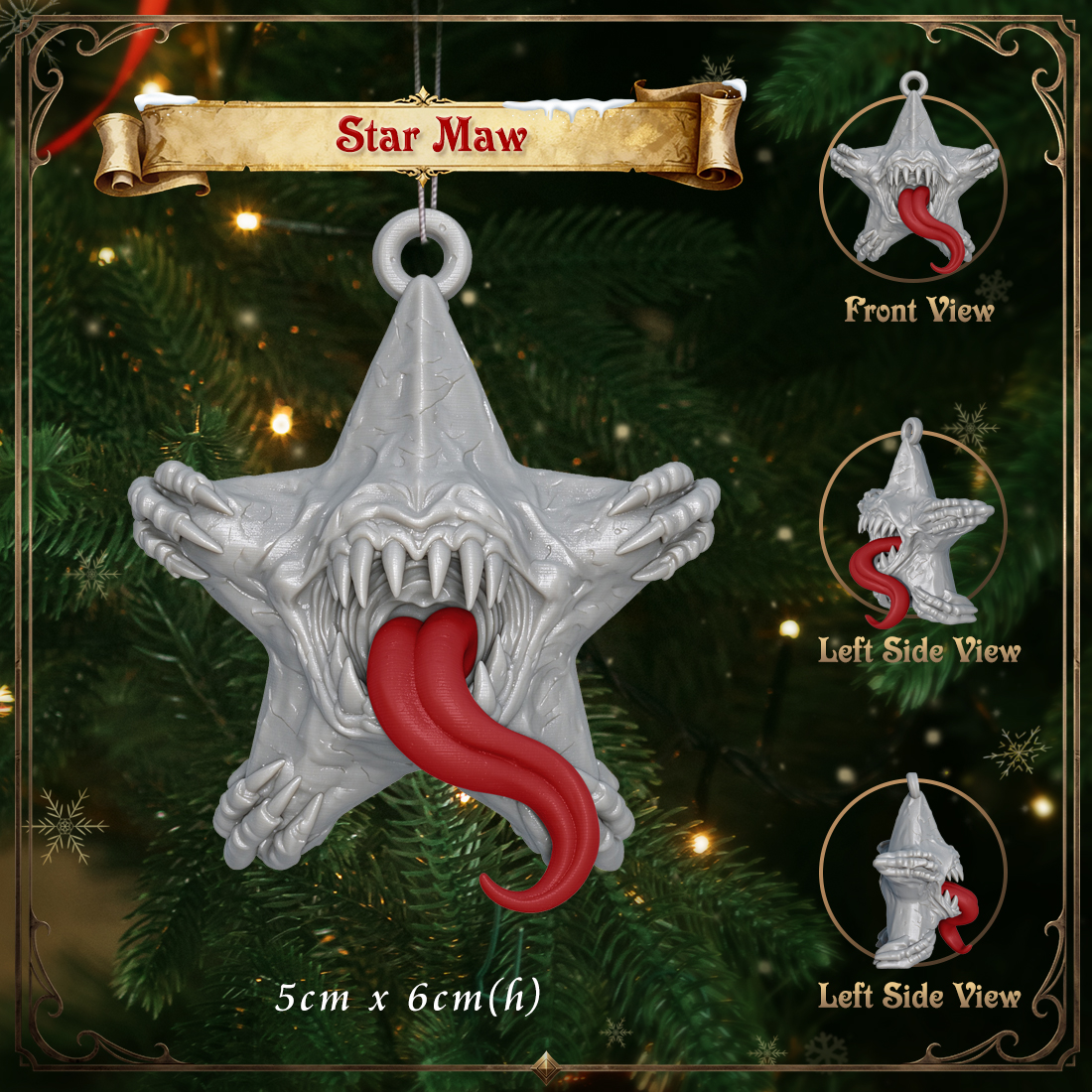 RPG Christmas Tree Monster Ornament-Cute 3D Printed Holiday Figurine