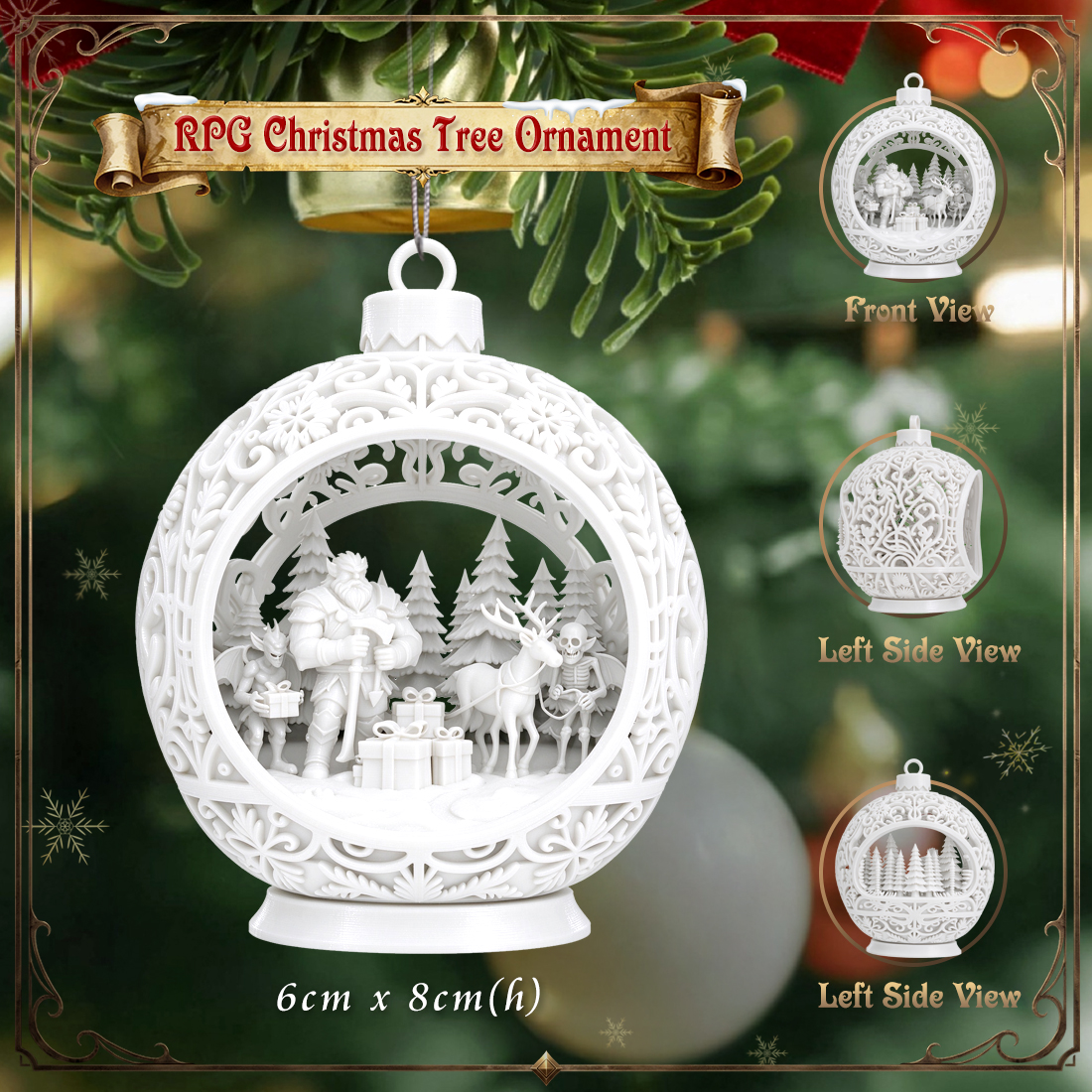 RPG Christmas Tree Ornament-3D Printed Fantasy Holiday Bauble