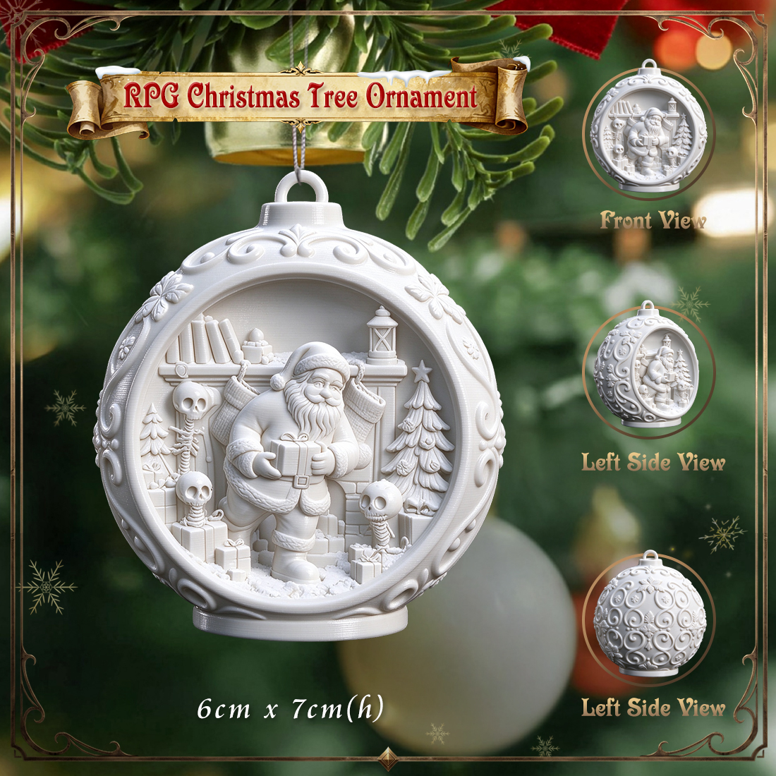 RPG Christmas Tree Ornament-3D Printed Fantasy Holiday Bauble