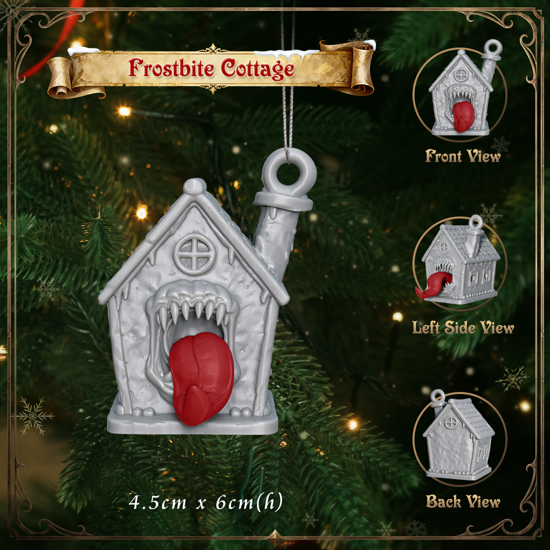 RPG Christmas Tree Monster Ornament-Cute 3D Printed Holiday Figurine