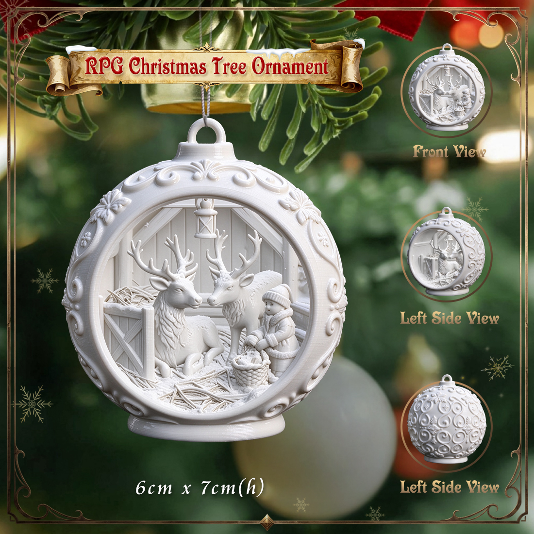 RPG Christmas Tree Ornament-3D Printed Fantasy Holiday Bauble