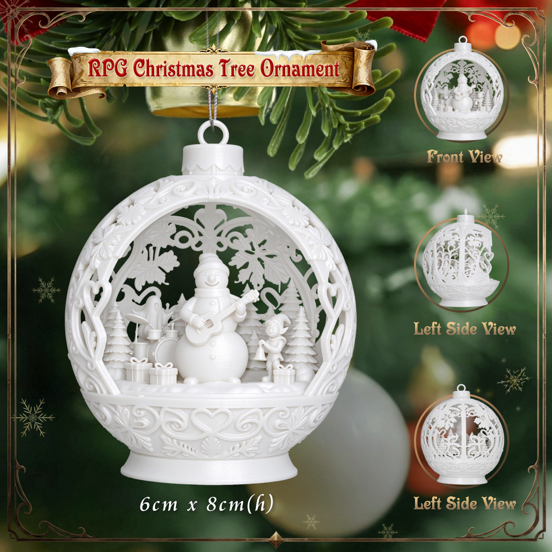 RPG Christmas Tree Ornament-3D Printed Fantasy Holiday Bauble