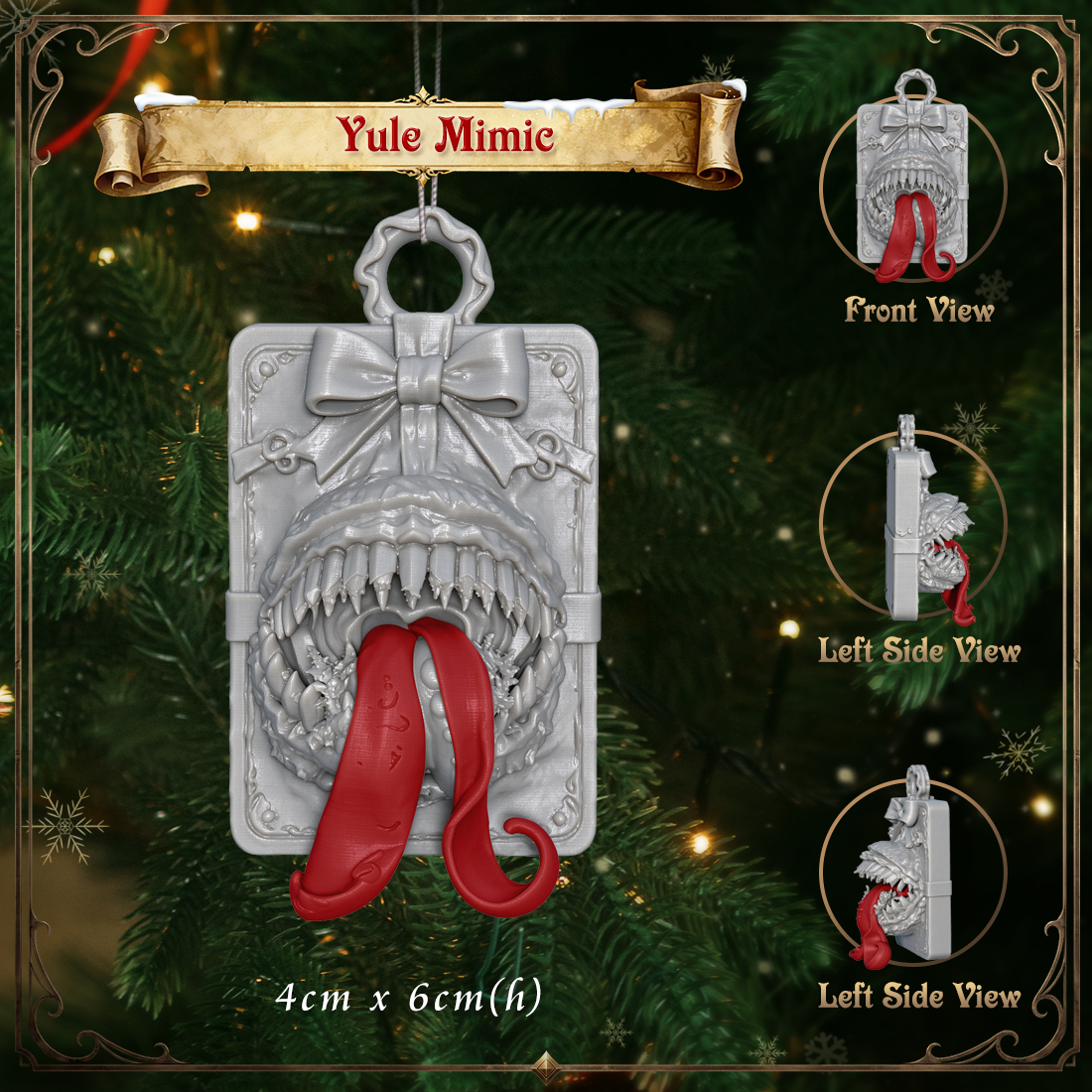 RPG Christmas Tree Monster Ornament-Cute 3D Printed Holiday Figurine