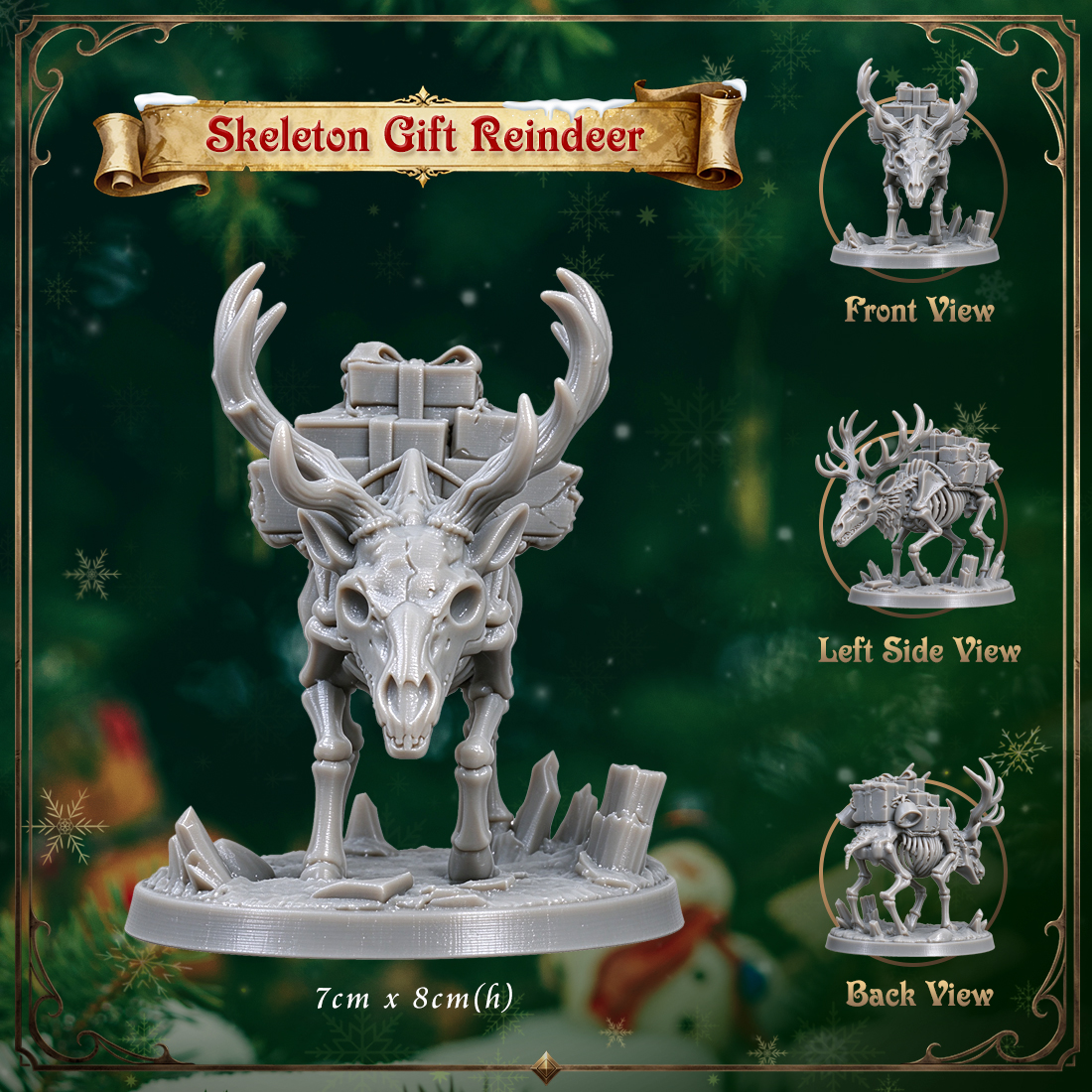 RPG Christmas Undead Figurine-3D Printed Fantasy Holiday Miniature