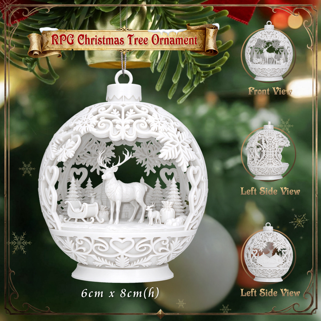 RPG Christmas Tree Ornament-3D Printed Fantasy Holiday Bauble