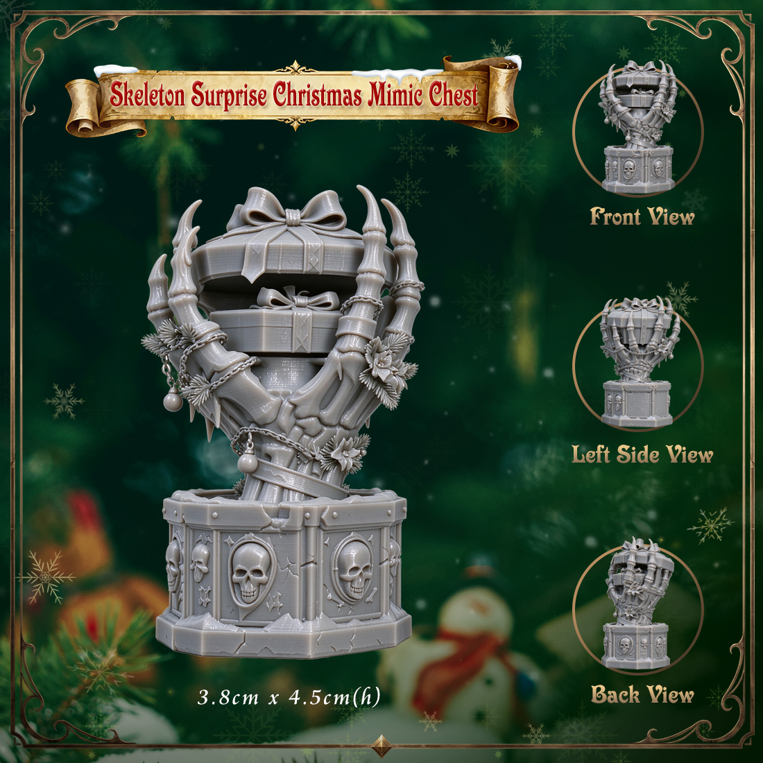 RPG Christmas Gift Box Monster Ornament-Cute 3D Printed Holiday Figurine