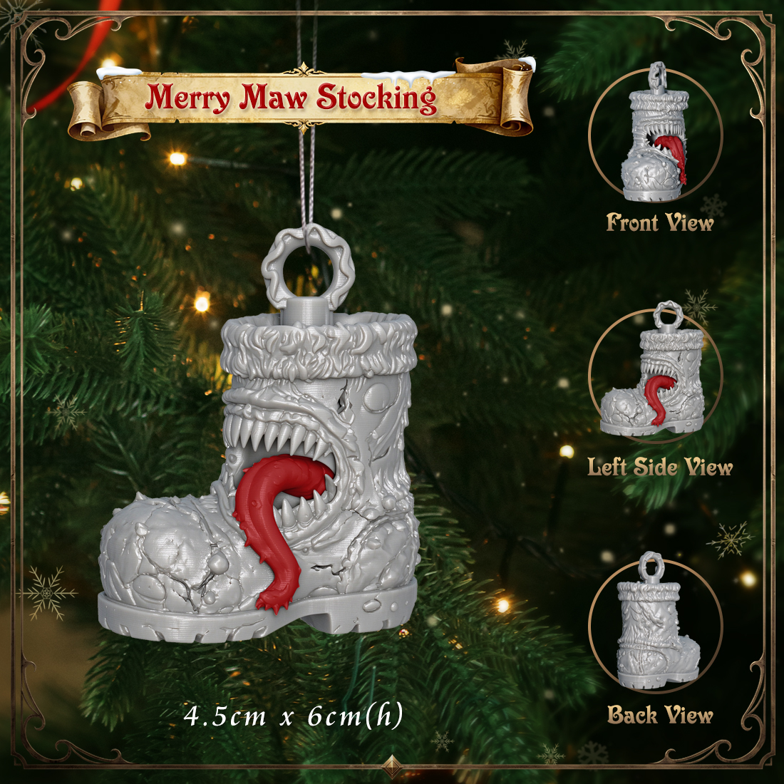 RPG Christmas Tree Monster Ornament-Cute 3D Printed Holiday Figurine