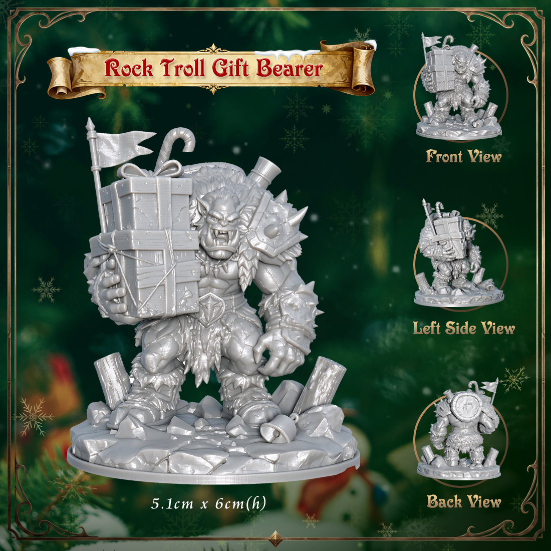RPG Christmas Miniatute-Cute 3D Printed Holiday Figurine