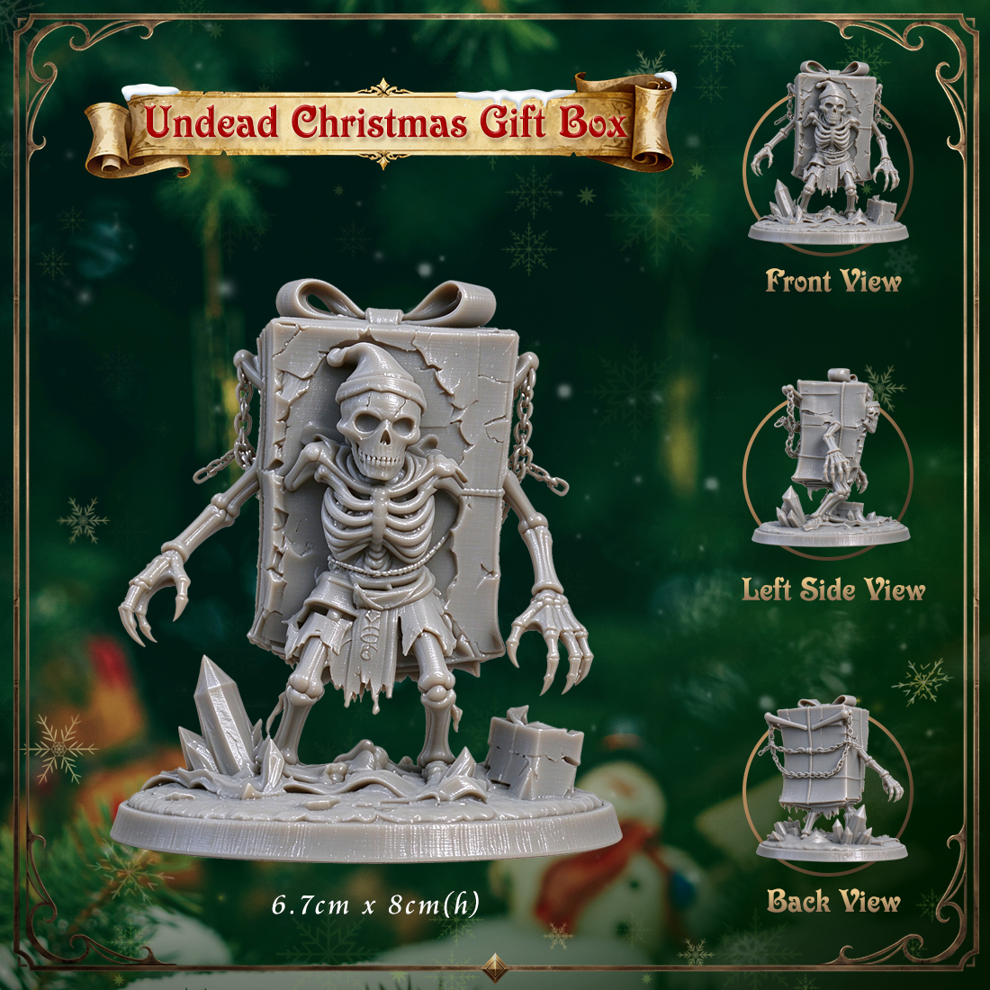 RPG Christmas Undead Figurine-3D Printed Fantasy Holiday Miniature