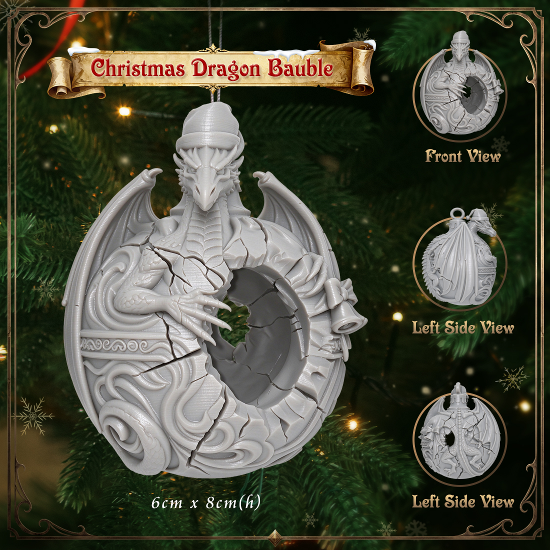 RPG Christmas Tree Ornament-3D Printed Fantasy Holiday Bauble